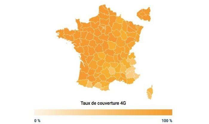 La carte couverture 4G de Orange en 2020