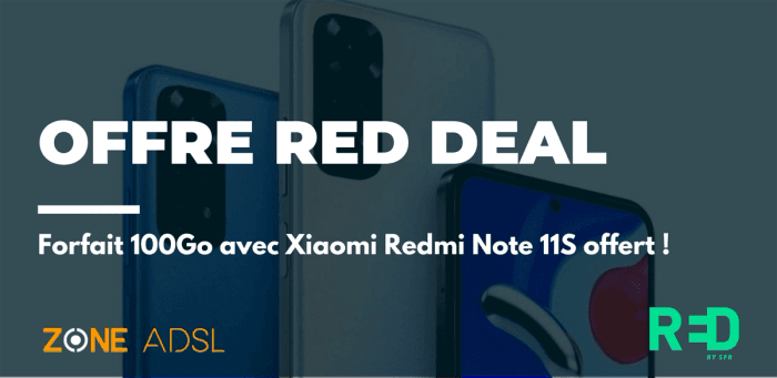 Offre RED DEAL : forfait mobile 100 Go à 15€/mois + le smartphone Xiaomi Redmi Note 11S offert