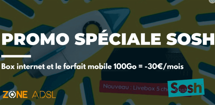 Promo spéciale : une box fibre + forfait mobile 100 Go en illimité pour -30€/mois chez Sosh