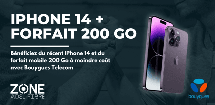 Promo Bouygues : l’IPhone 14 à moins de 100€ à l’achat avec le forfait 200 Go