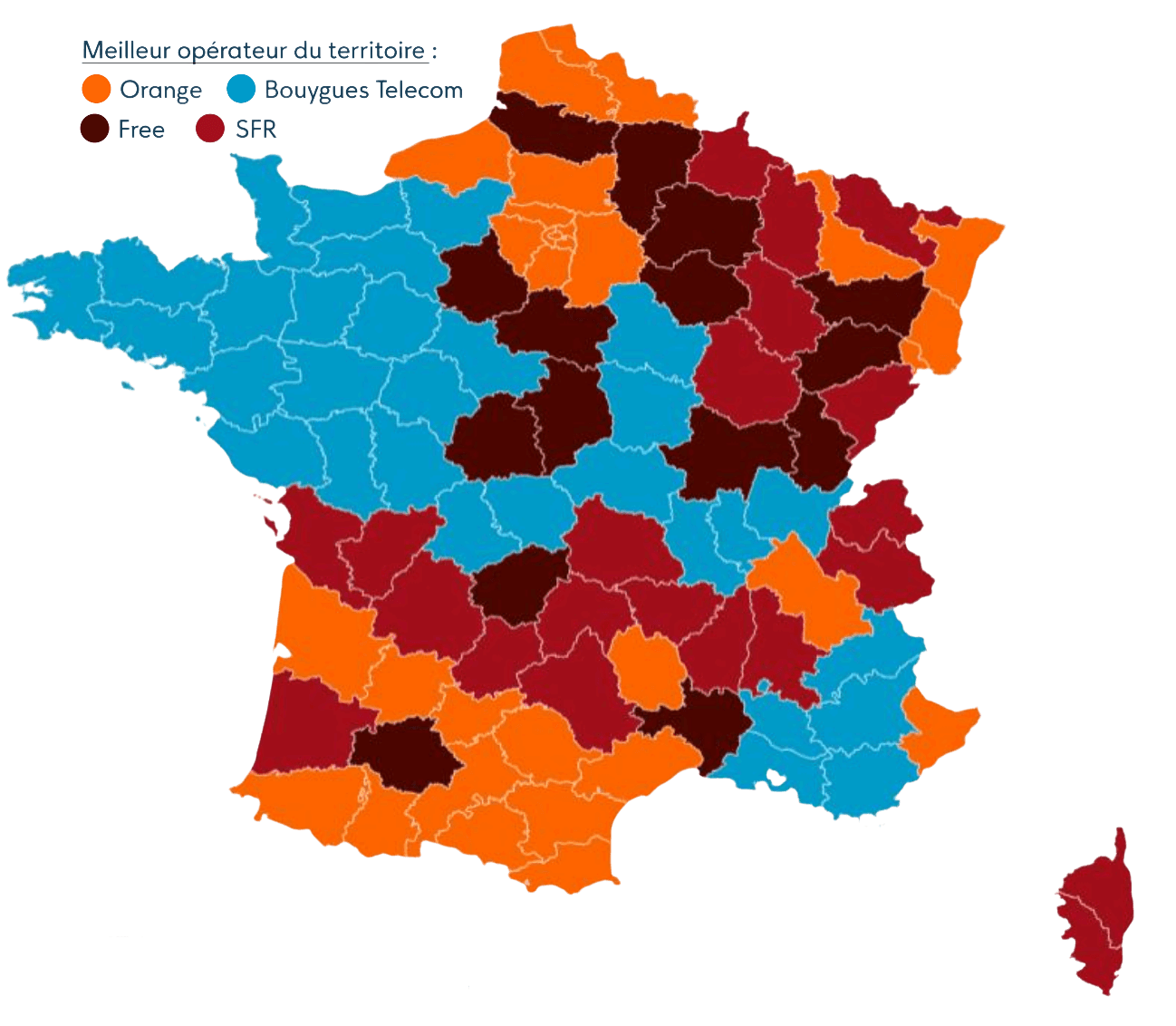 Carte meilleur opérateur par département